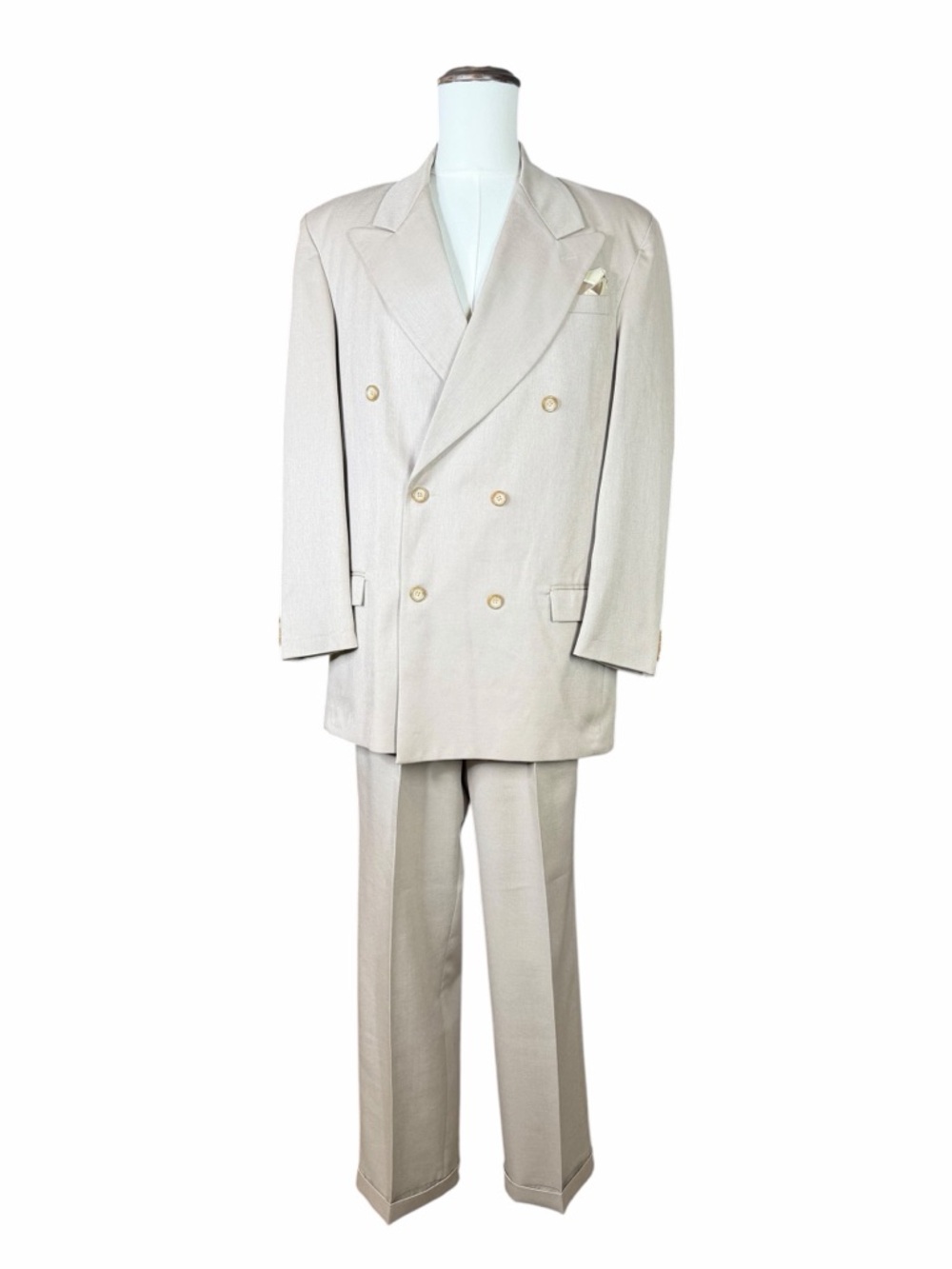 Falcone Light Beige Double-Breasted 2-Piece Suit - Size 42 Long